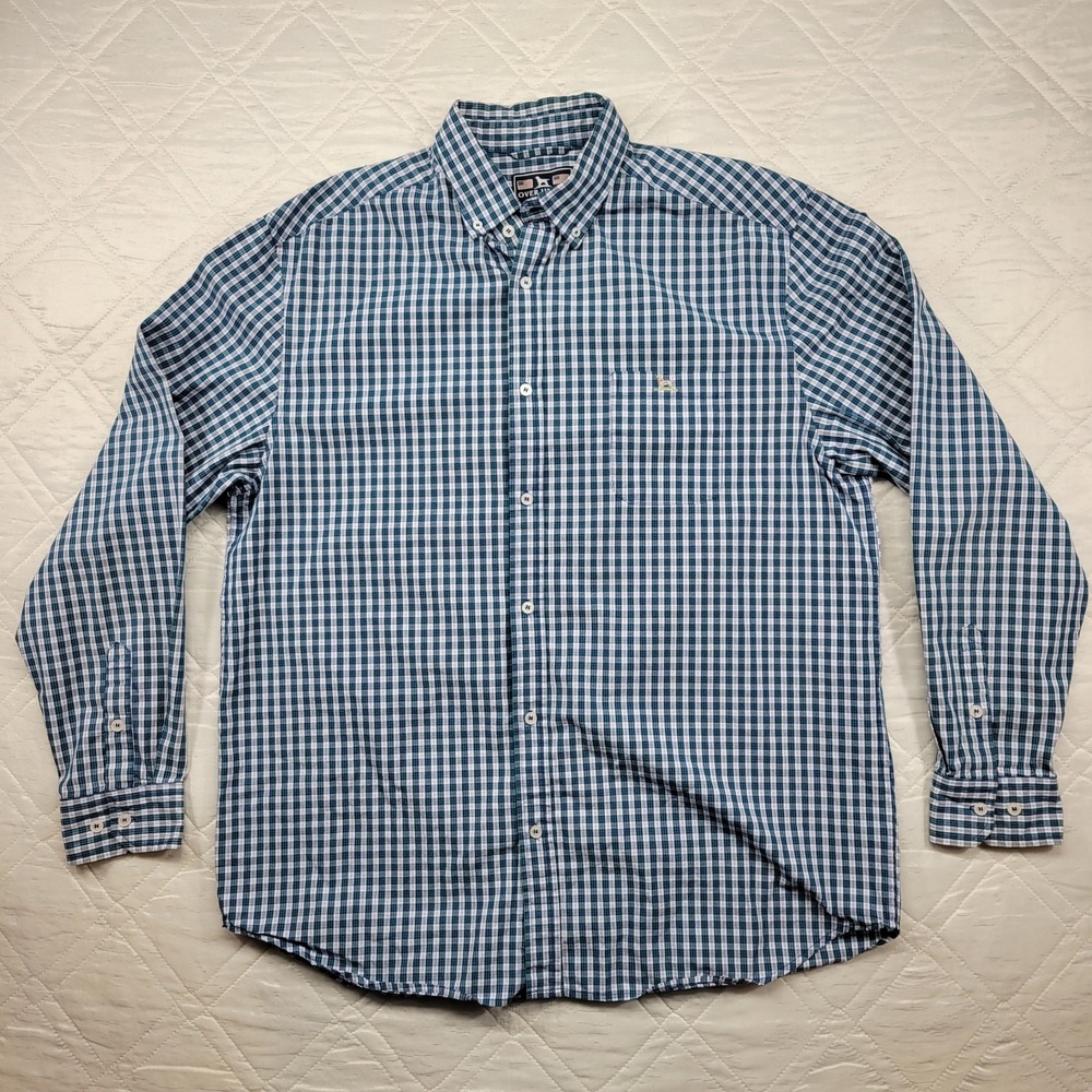 Over Under Featherweight blue check‎ long sleeve dress shirt size XL